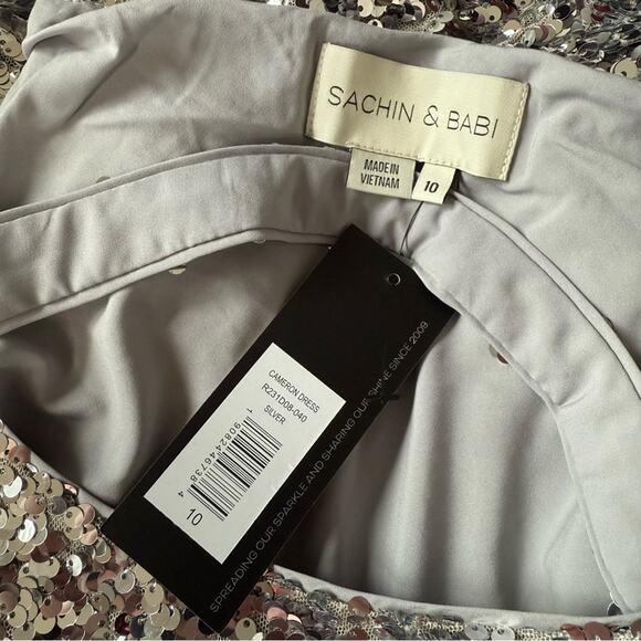 Sachin & Babi Cameron Sequin Dress In Silver Women’s Sz 10 NWT - Picture 5 of 7